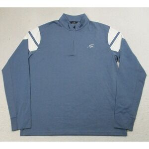 Radmor Pullover Mens Medium Blue White Quarter Zip Golf Pima Cotton Stretch